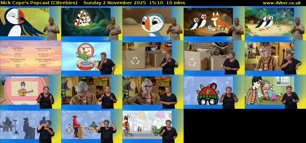 Nick Cope's Popcast (CBeebies) Sunday 2 November 2025 15:10 - 15:20