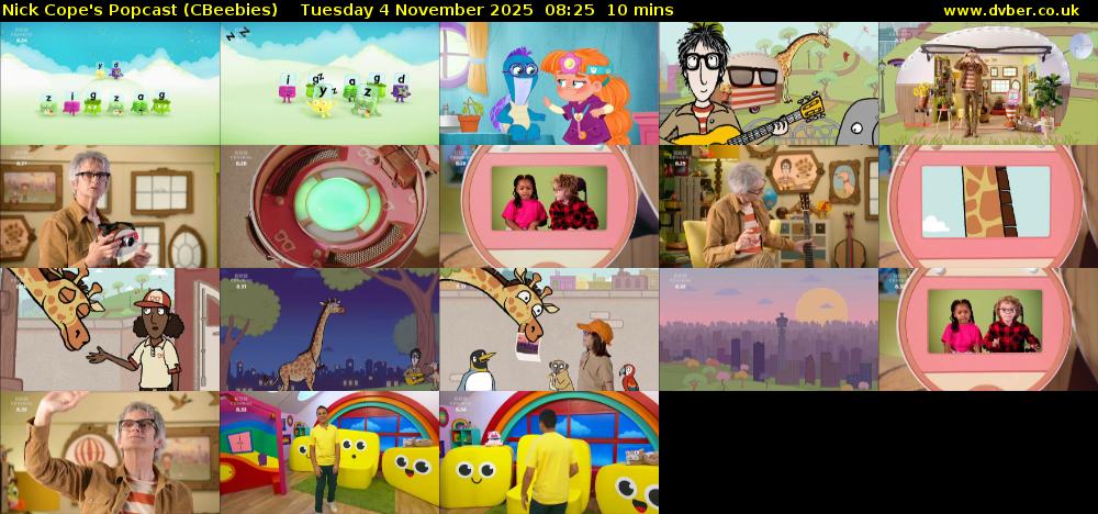 Nick Cope's Popcast (CBeebies) Tuesday 4 November 2025 08:25 - 08:35
