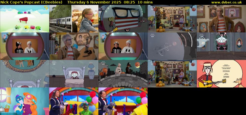 Nick Cope's Popcast (CBeebies) Thursday 6 November 2025 08:25 - 08:35