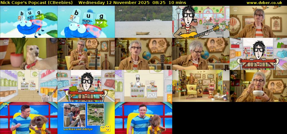 Nick Cope's Popcast (CBeebies) Wednesday 12 November 2025 08:25 - 08:35