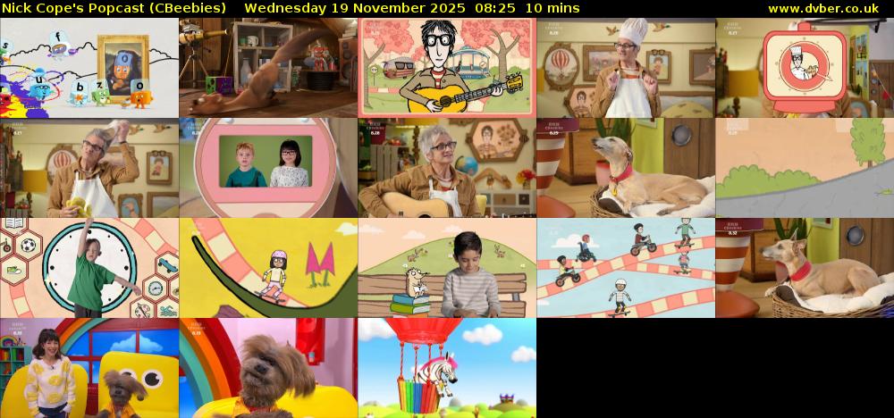 Nick Cope's Popcast (CBeebies) Wednesday 19 November 2025 08:25 - 08:35