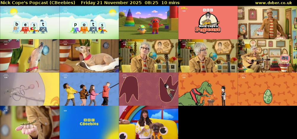 Nick Cope's Popcast (CBeebies) Friday 21 November 2025 08:25 - 08:35