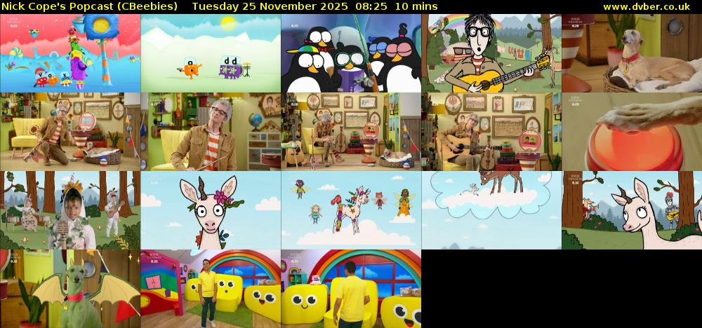 Nick Cope's Popcast (CBeebies) Tuesday 25 November 2025 08:25 - 08:35