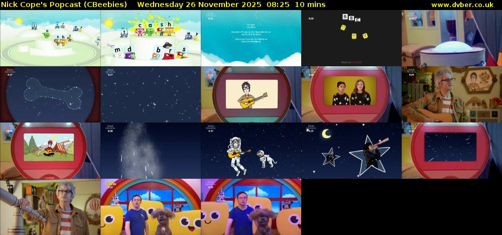 Nick Cope's Popcast (CBeebies) Wednesday 26 November 2025 08:25 - 08:35