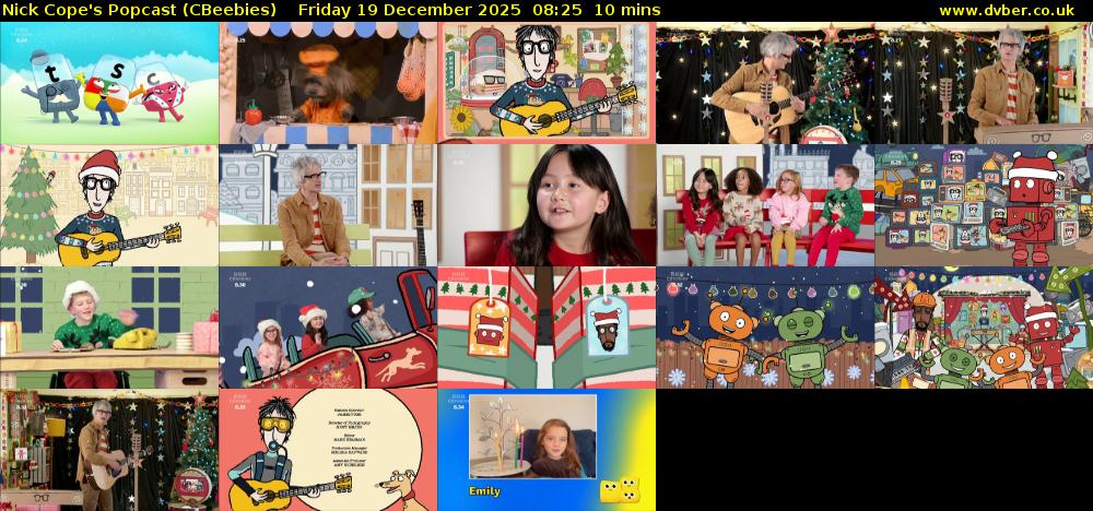 Nick Cope's Popcast (CBeebies) Friday 19 December 2025 08:25 - 08:35