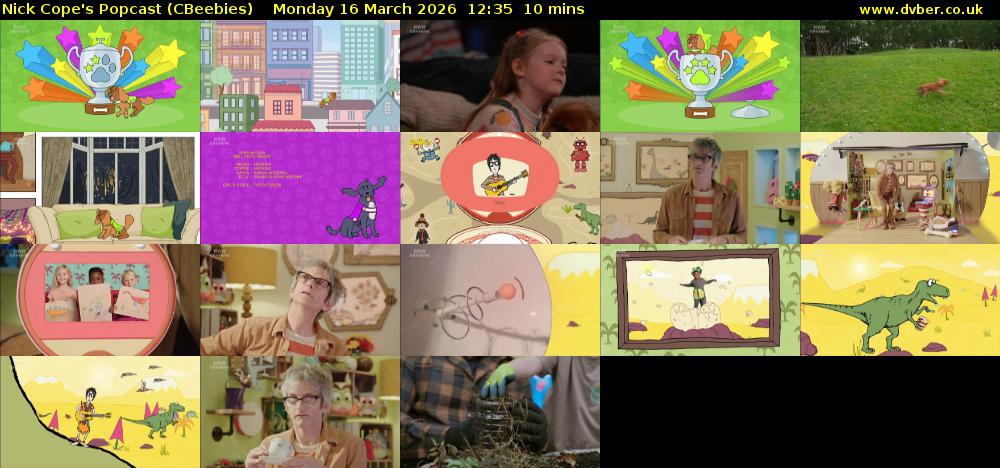 Nick Cope's Popcast (CBeebies) Monday 16 March 2026 12:35 - 12:45