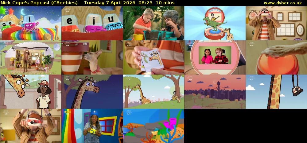 Nick Cope's Popcast (CBeebies) Tuesday 7 April 2026 08:25 - 08:35