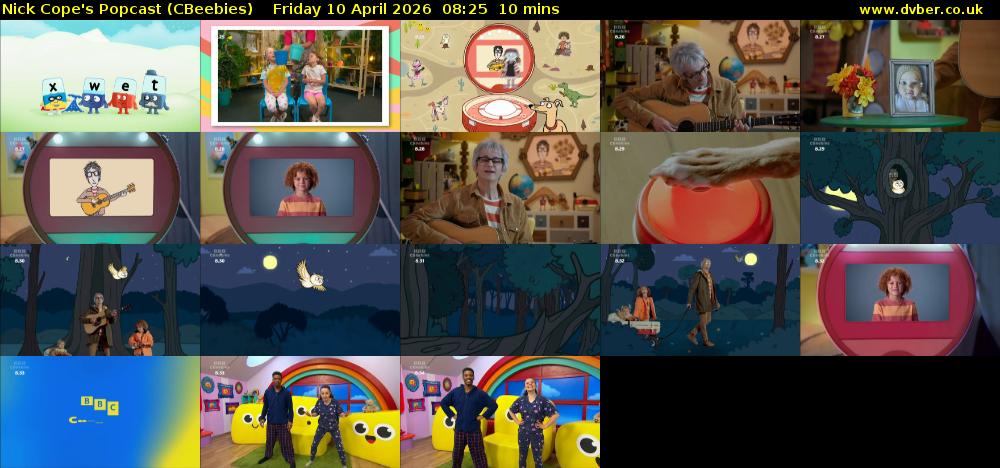 Nick Cope's Popcast (CBeebies) Friday 10 April 2026 08:25 - 08:35