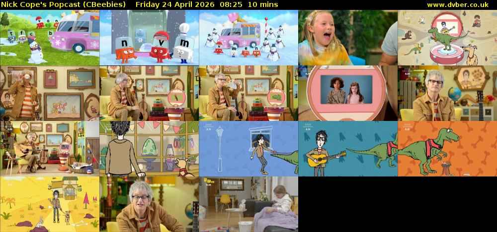 Nick Cope's Popcast (CBeebies) Friday 24 April 2026 08:25 - 08:35