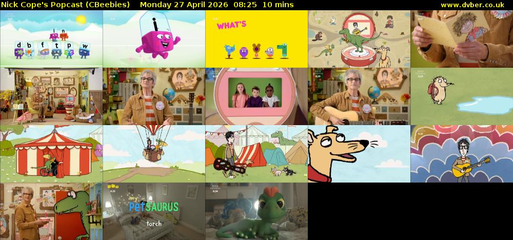 Nick Cope's Popcast (CBeebies) Monday 27 April 2026 08:25 - 08:35