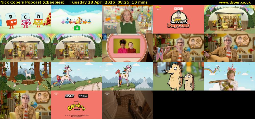 Nick Cope's Popcast (CBeebies) Tuesday 28 April 2026 08:25 - 08:35