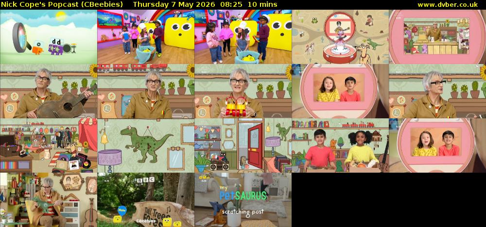 Nick Cope's Popcast (CBeebies) Thursday 7 May 2026 08:25 - 08:35