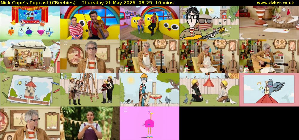 Nick Cope's Popcast (CBeebies) Thursday 21 May 2026 08:25 - 08:35