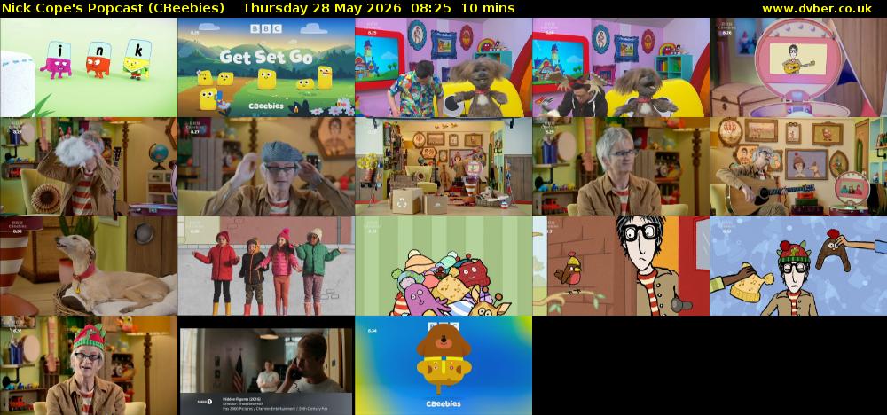 Nick Cope's Popcast (CBeebies) Thursday 28 May 2026 08:25 - 08:35