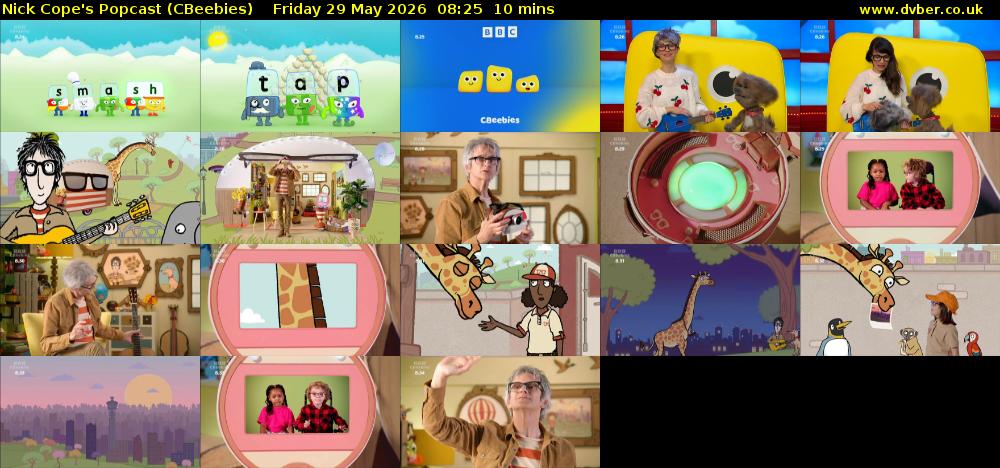Nick Cope's Popcast (CBeebies) Friday 29 May 2026 08:25 - 08:35