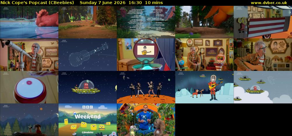Nick Cope's Popcast (CBeebies) Sunday 7 June 2026 16:30 - 16:40