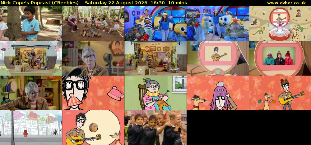 Nick Cope's Popcast (CBeebies) Saturday 22 August 2026 16:30 - 16:40