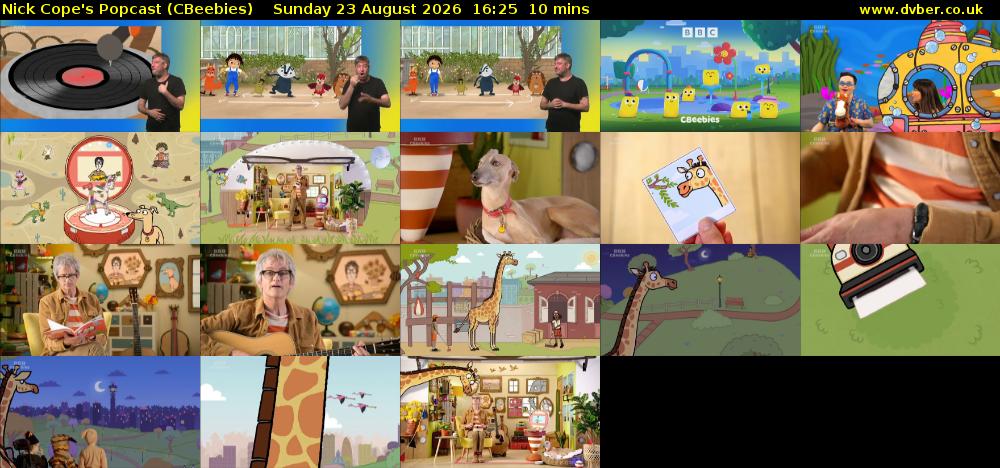 Nick Cope's Popcast (CBeebies) Sunday 23 August 2026 16:25 - 16:35