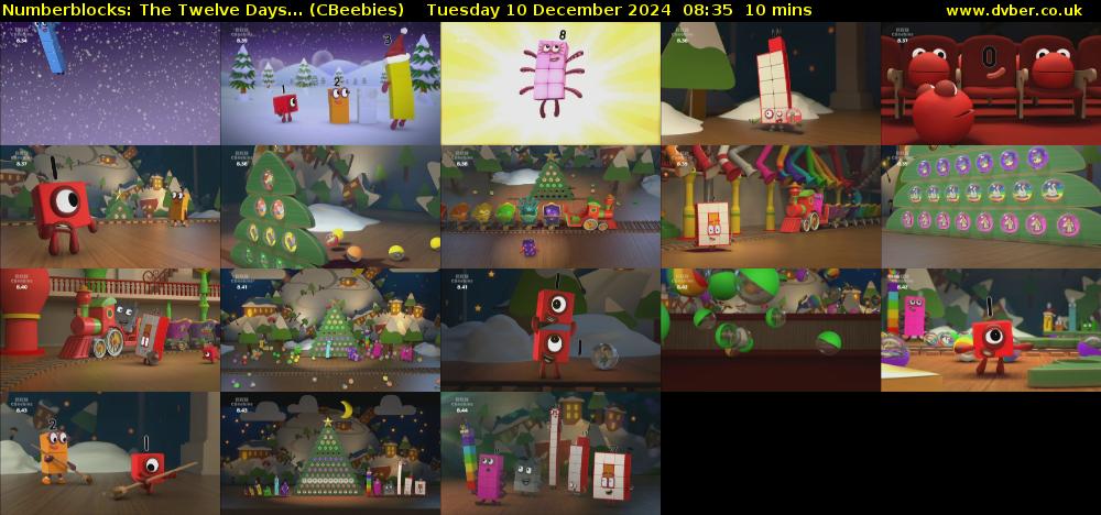 Numberblocks: The Twelve Days... (CBeebies) Tuesday 10 December 2024 08:35 - 08:45