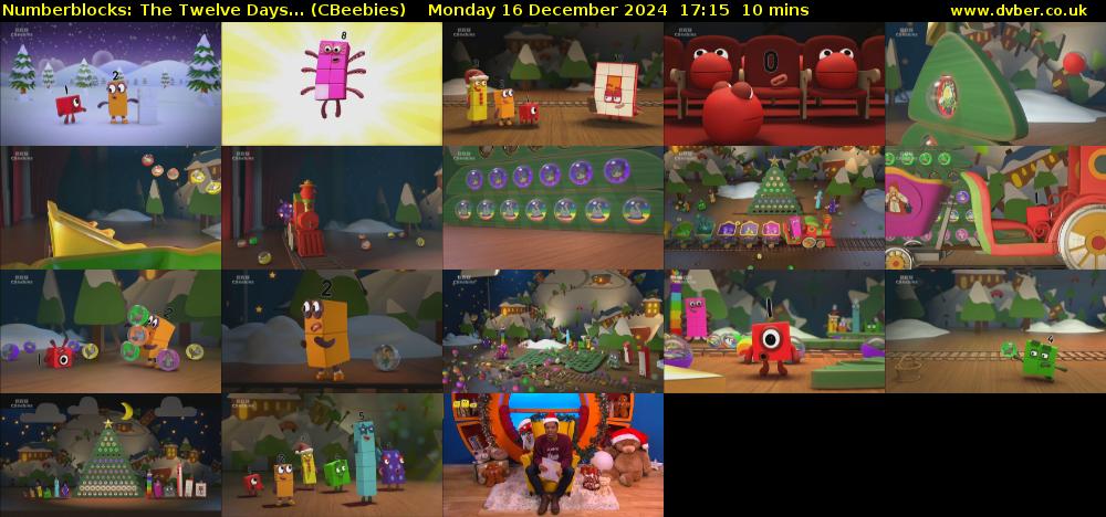 Numberblocks: The Twelve Days... (CBeebies) Monday 16 December 2024 17:15 - 17:25