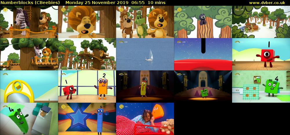 Numberblocks (CBeebies) Monday 25 November 2019 06:55 - 07:05