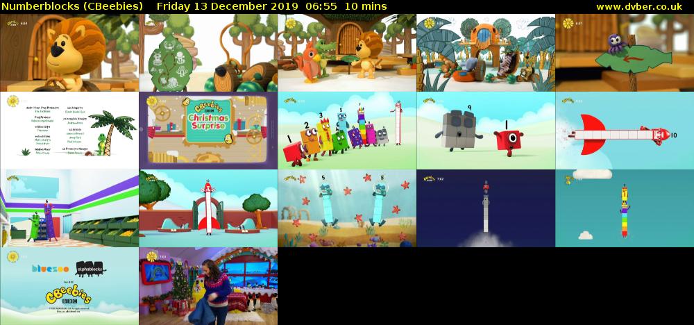 Numberblocks (CBeebies) Friday 13 December 2019 06:55 - 07:05