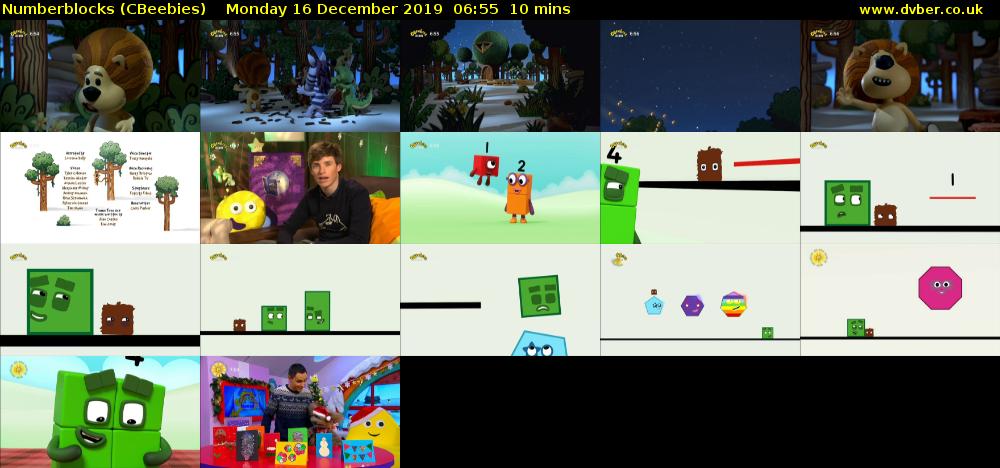 Numberblocks (CBeebies) Monday 16 December 2019 06:55 - 07:05