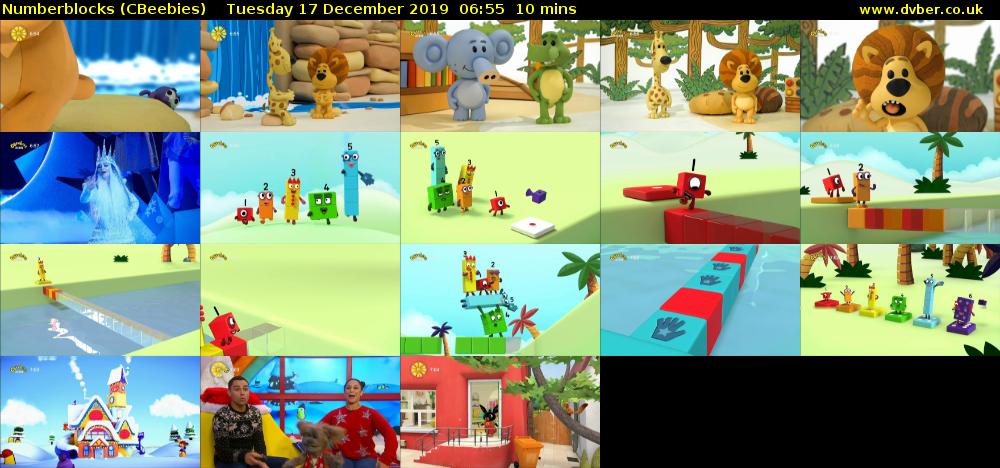 Numberblocks (CBeebies) Tuesday 17 December 2019 06:55 - 07:05