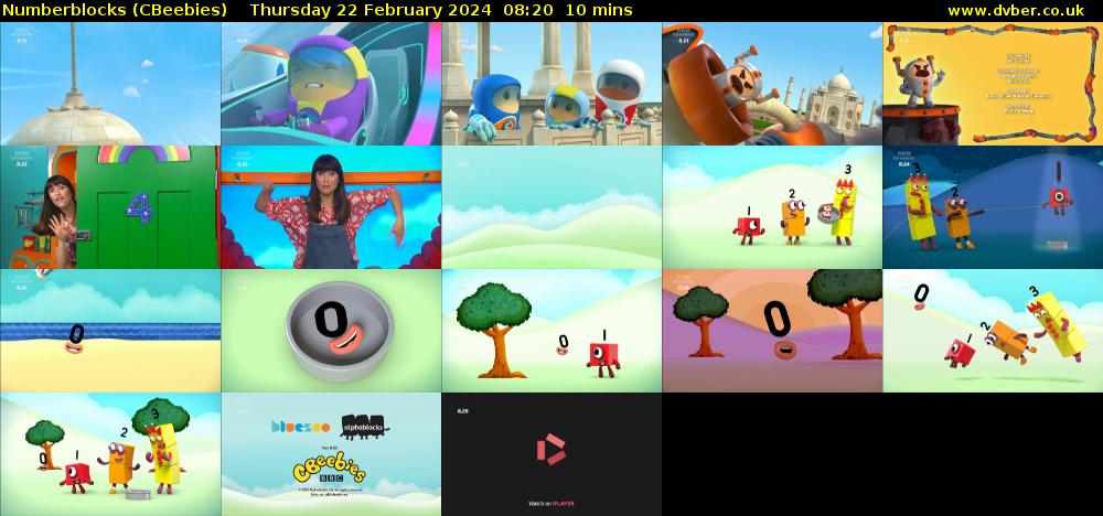Numberblocks (CBeebies) Thursday 22 February 2024 08:20 - 08:30