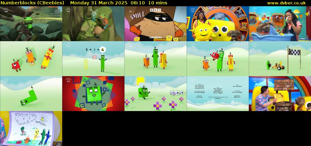 Numberblocks (CBeebies) Monday 31 March 2025 08:10 - 08:20