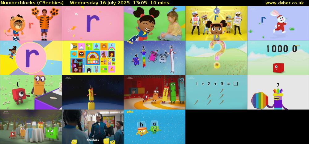 Numberblocks (CBeebies) Wednesday 16 July 2025 13:05 - 13:15