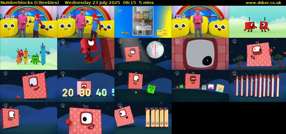 Numberblocks (CBeebies) Wednesday 23 July 2025 08:15 - 08:20
