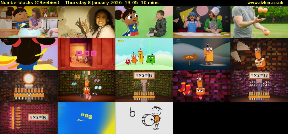 Numberblocks (CBeebies) Thursday 8 January 2026 13:05 - 13:15