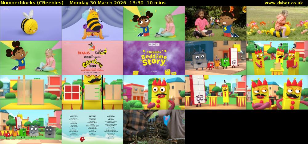 Numberblocks (CBeebies) Monday 30 March 2026 13:30 - 13:40