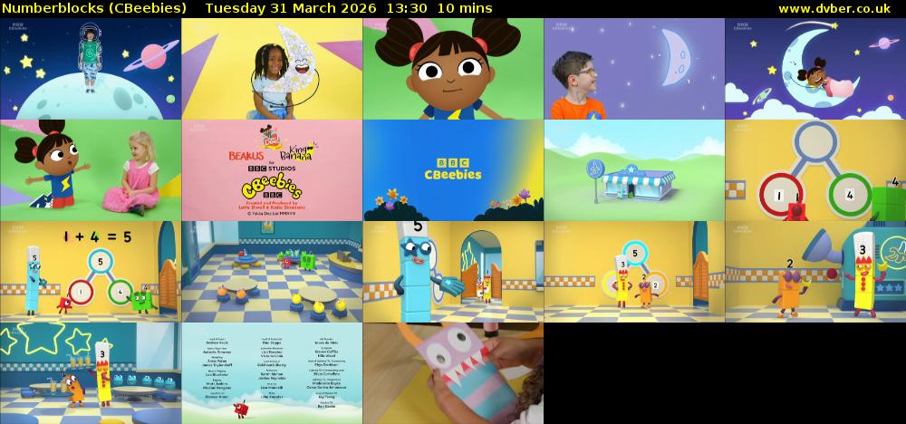 Numberblocks (CBeebies) Tuesday 31 March 2026 13:30 - 13:40