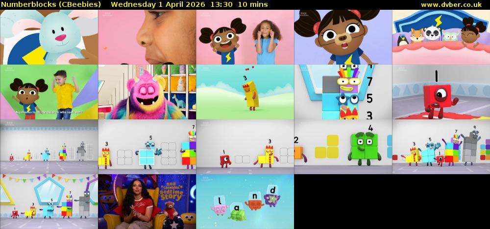 Numberblocks (CBeebies) Wednesday 1 April 2026 13:30 - 13:40