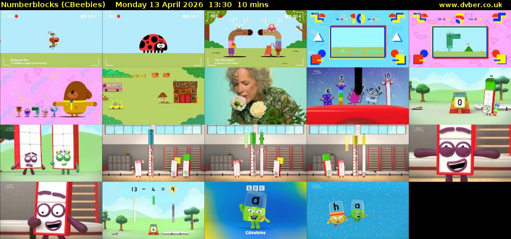 Numberblocks (CBeebies) Monday 13 April 2026 13:30 - 13:40