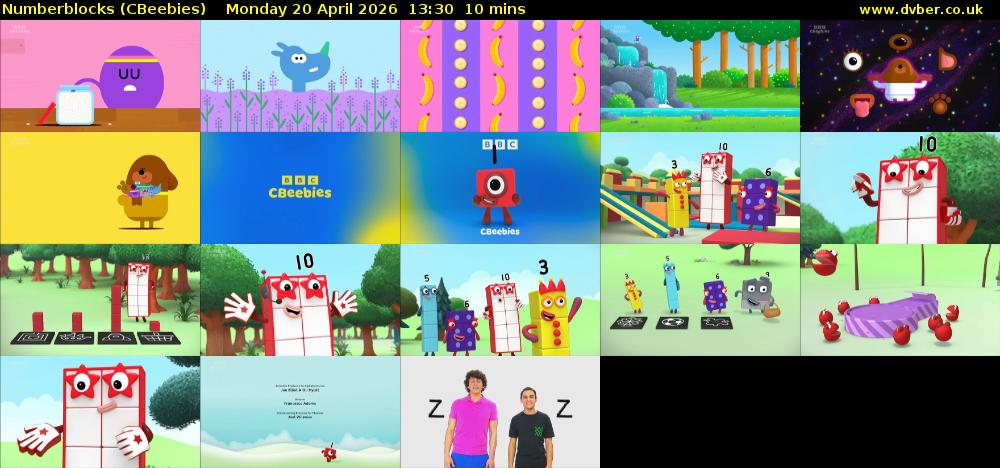 Numberblocks (CBeebies) Monday 20 April 2026 13:30 - 13:40