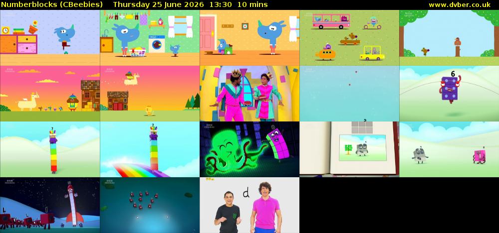 Numberblocks (CBeebies) Thursday 25 June 2026 13:30 - 13:40