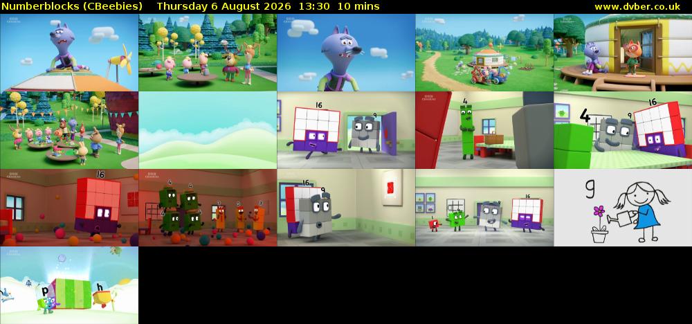 Numberblocks (CBeebies) Thursday 6 August 2026 13:30 - 13:40