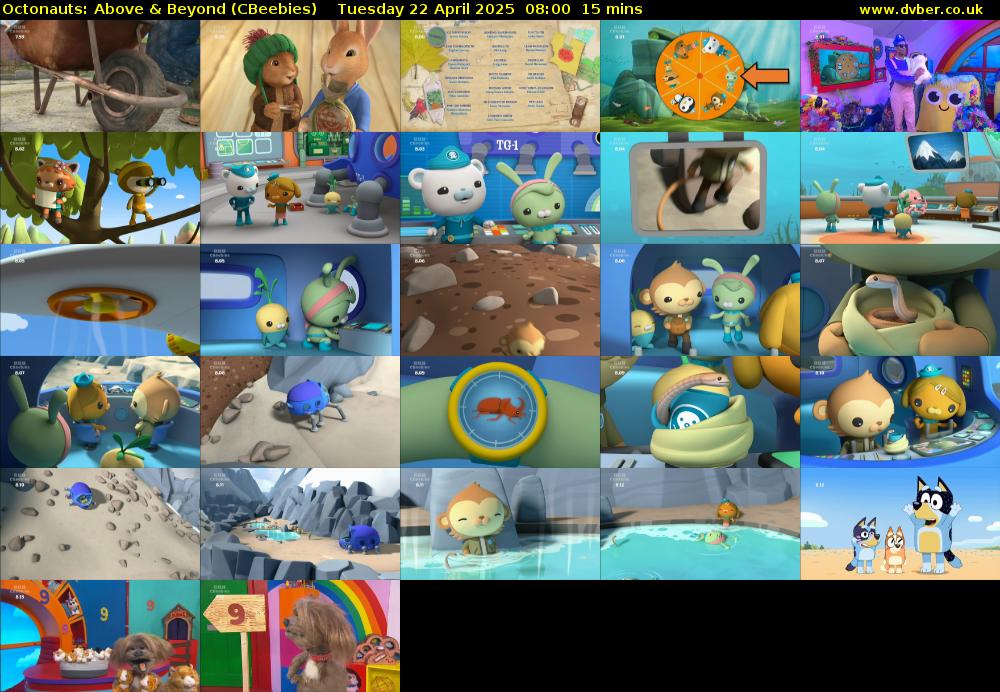 Octonauts: Above & Beyond (CBeebies) Tuesday 22 April 2025 08:00 - 08:15