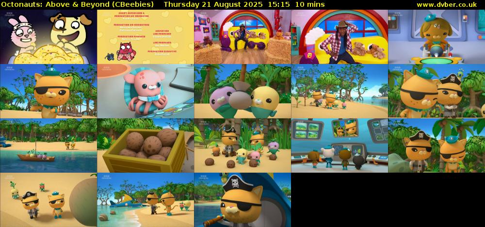 Octonauts: Above & Beyond (CBeebies) Thursday 21 August 2025 15:15 - 15:25