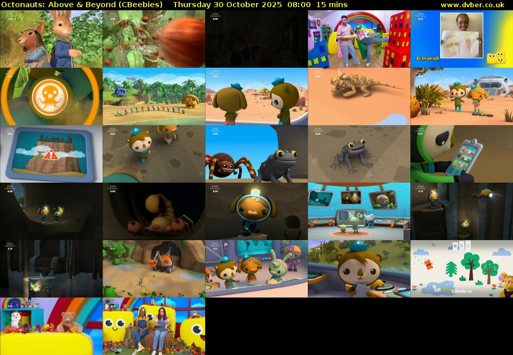 Octonauts: Above & Beyond (CBeebies) Thursday 30 October 2025 08:00 - 08:15