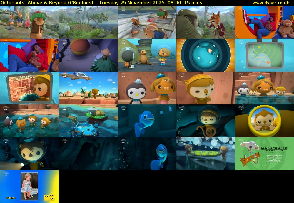 Octonauts: Above & Beyond (CBeebies) Tuesday 25 November 2025 08:00 - 08:15