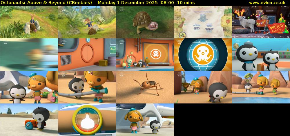 Octonauts: Above & Beyond (CBeebies) Monday 1 December 2025 08:00 - 08:10