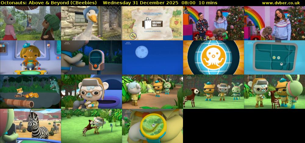 Octonauts: Above & Beyond (CBeebies) Wednesday 31 December 2025 08:00 - 08:10
