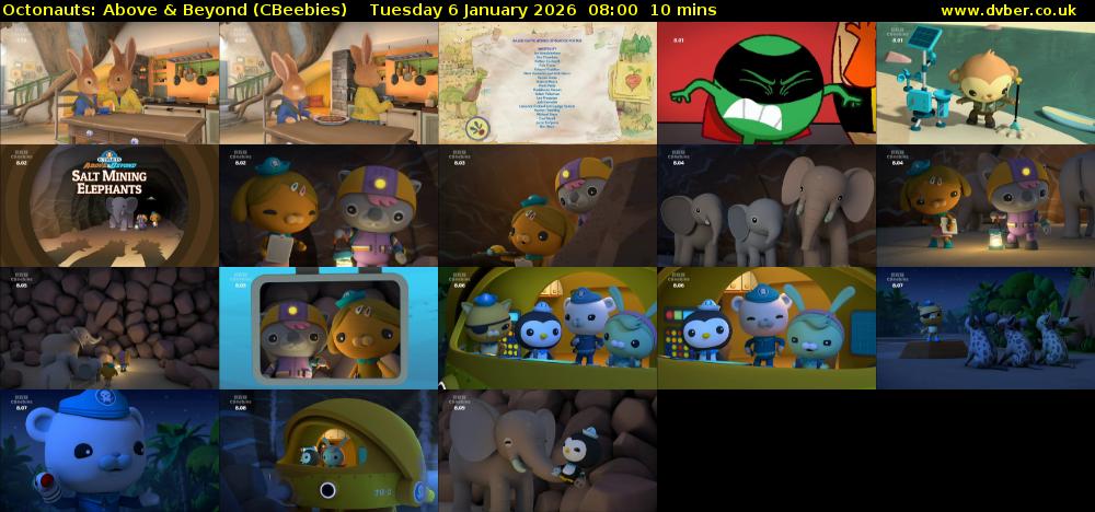 Octonauts: Above & Beyond (CBeebies) Tuesday 6 January 2026 08:00 - 08:10