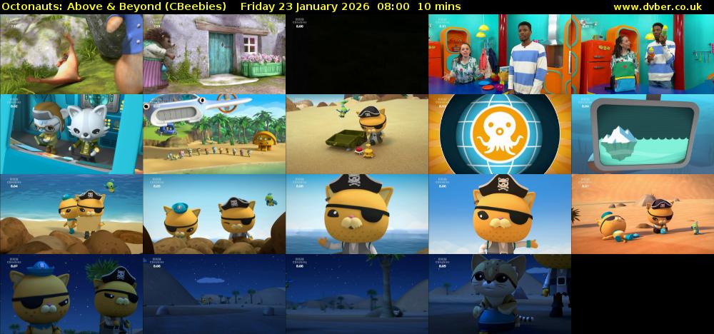 Octonauts: Above & Beyond (CBeebies) Friday 23 January 2026 08:00 - 08:10