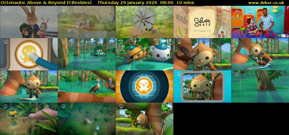 Octonauts: Above & Beyond (CBeebies) Thursday 29 January 2026 08:00 - 08:10