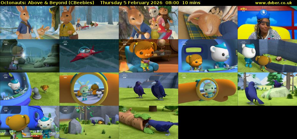 Octonauts: Above & Beyond (CBeebies) Thursday 5 February 2026 08:00 - 08:10